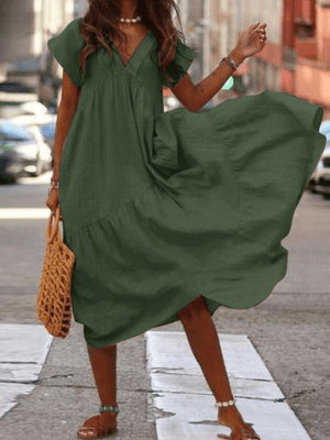 Vestido Mídi Casual verde 2