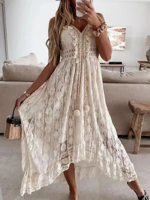 Vestido Midi de Renda Off White 03