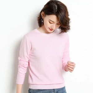 Suéter Feminino Casual Clássico Rosa Claro