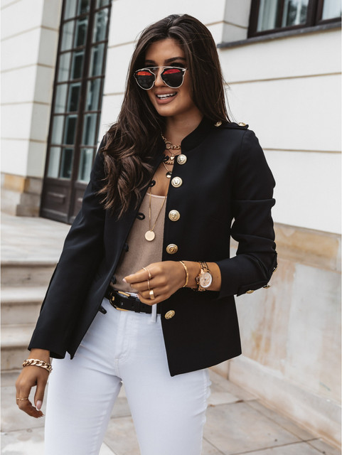 Blazer Feminino Estruturado Slim Botões Dourados Livin
