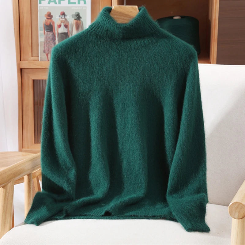 Suéter em Cashmere Gola Alta Verde Escuro 15