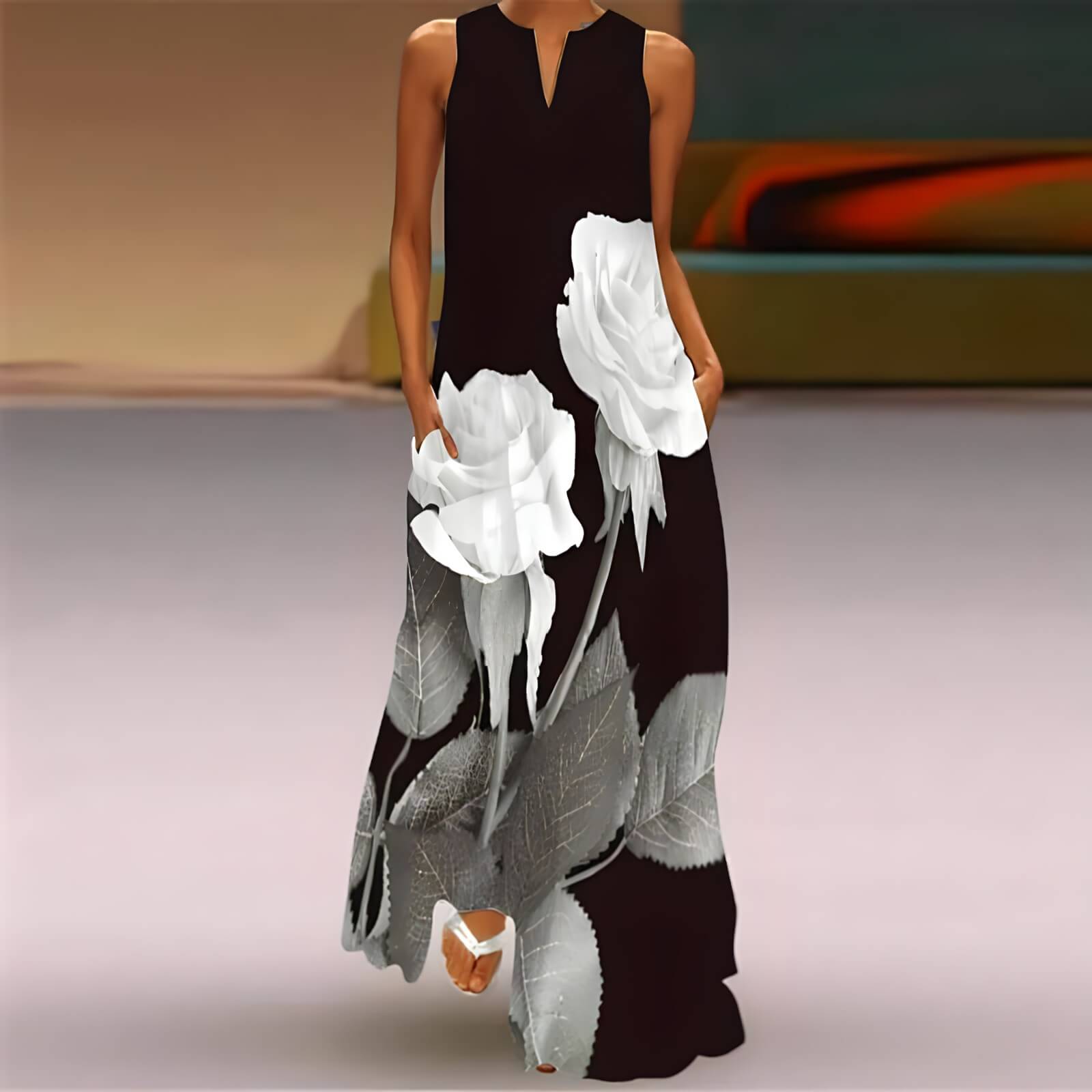 Vestido Longo Flor Branca 13