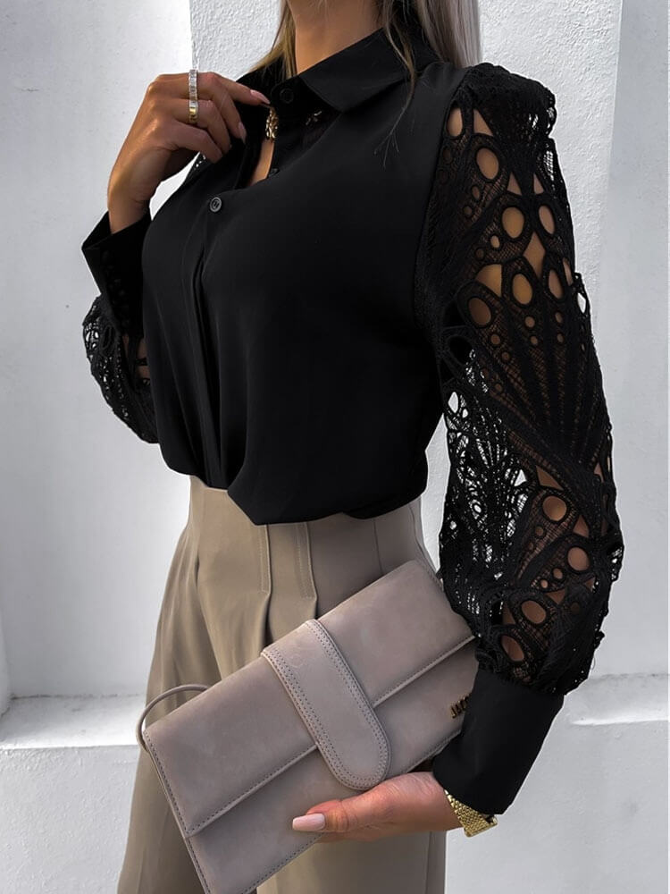 Camisa Feminina com Detalhes em Renda
