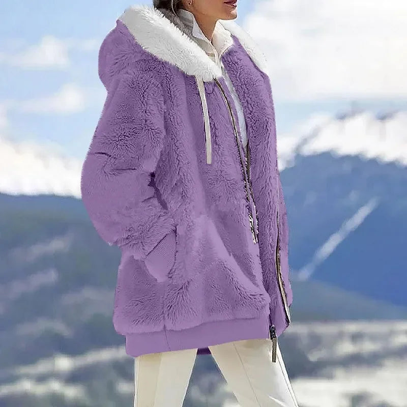Casaco Feminino de Pelúcia Roxo 4