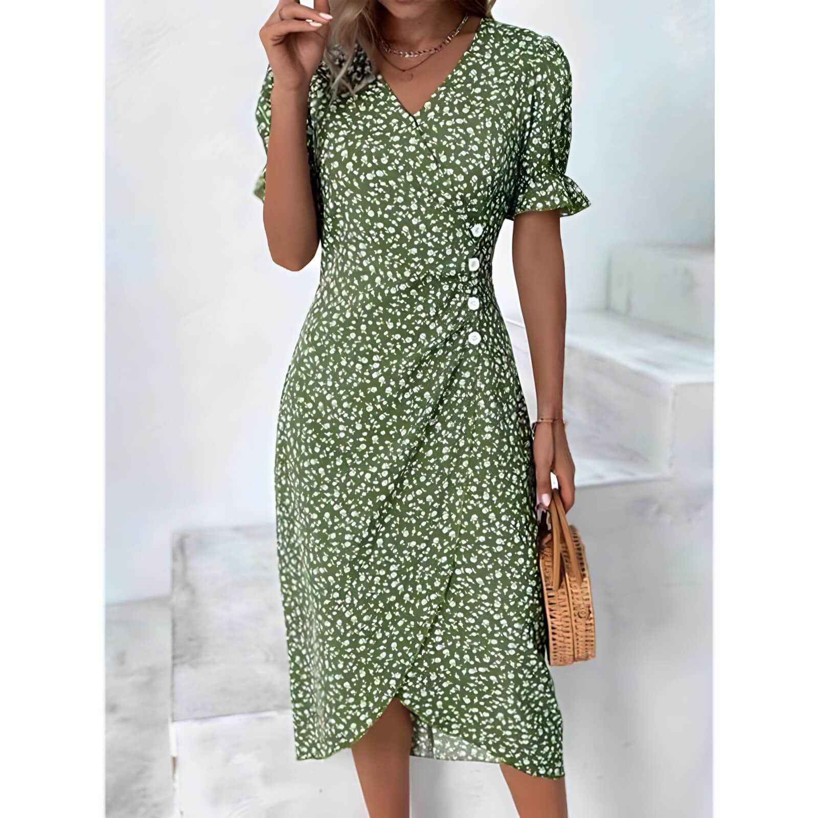 Vestido Mídi Transpassado Verde 1