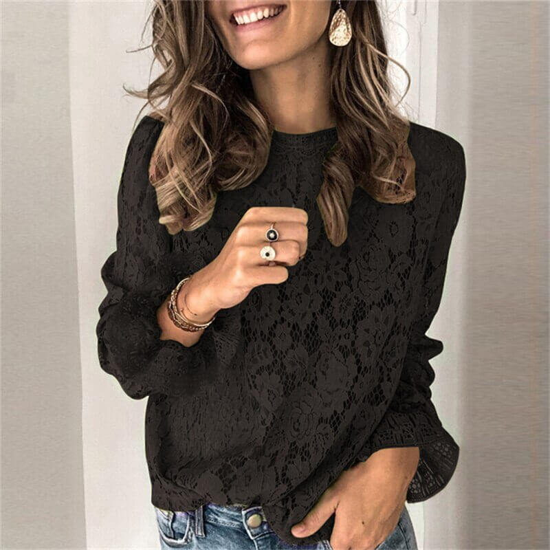 Blusa Casual De Renda Corindo Preto / P 52