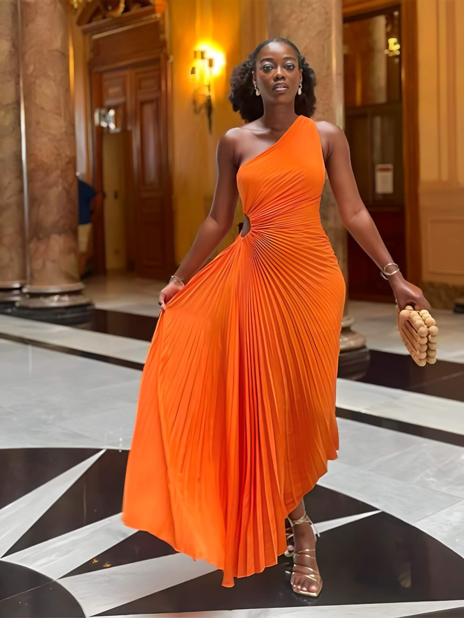 Vestido Longo Elegante Laranja 3