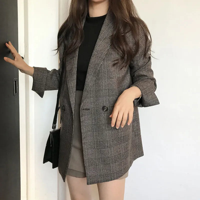 Blazer Alongado Xadrez Marrom 2