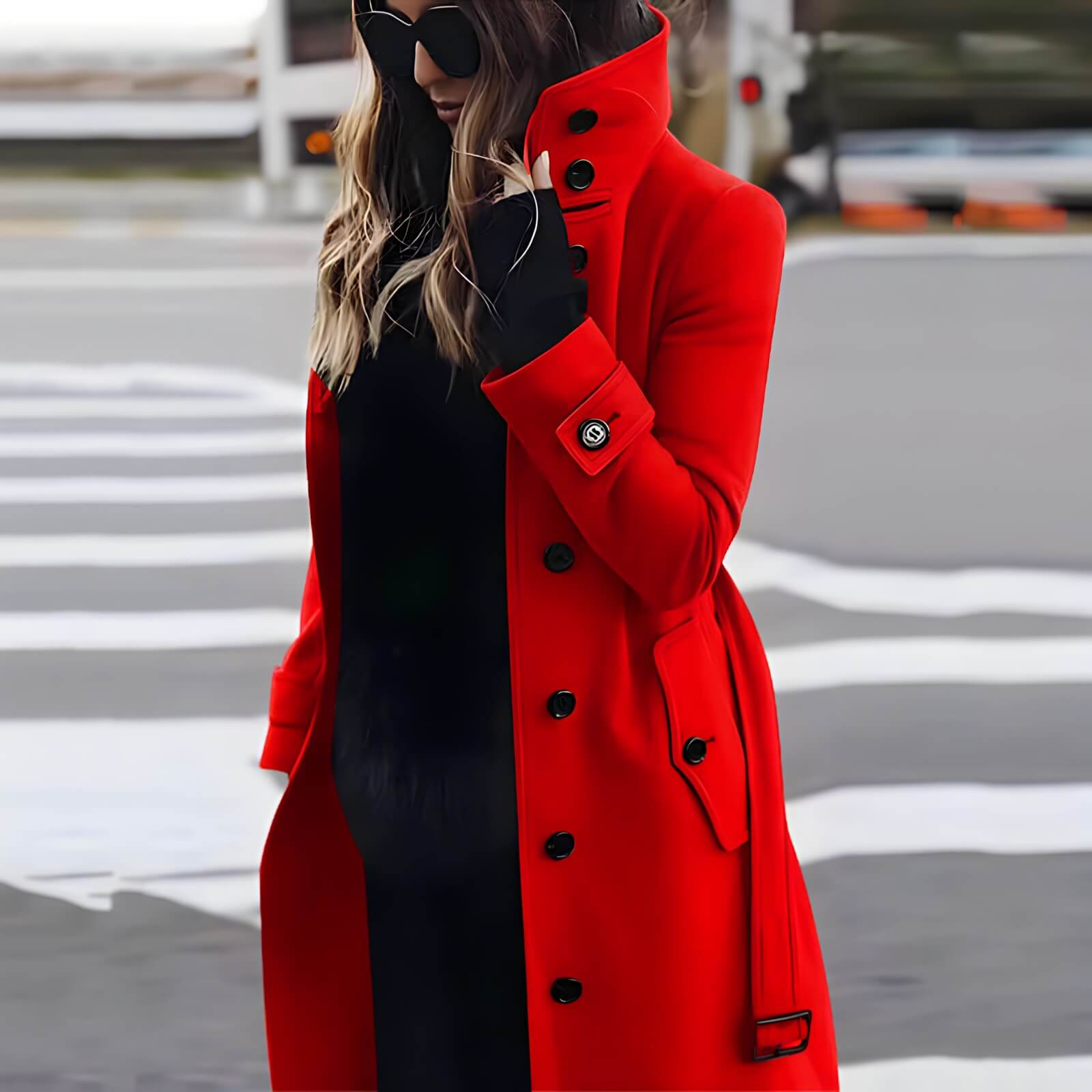 Casaco Feminino de Lã Batida Vermelho 1