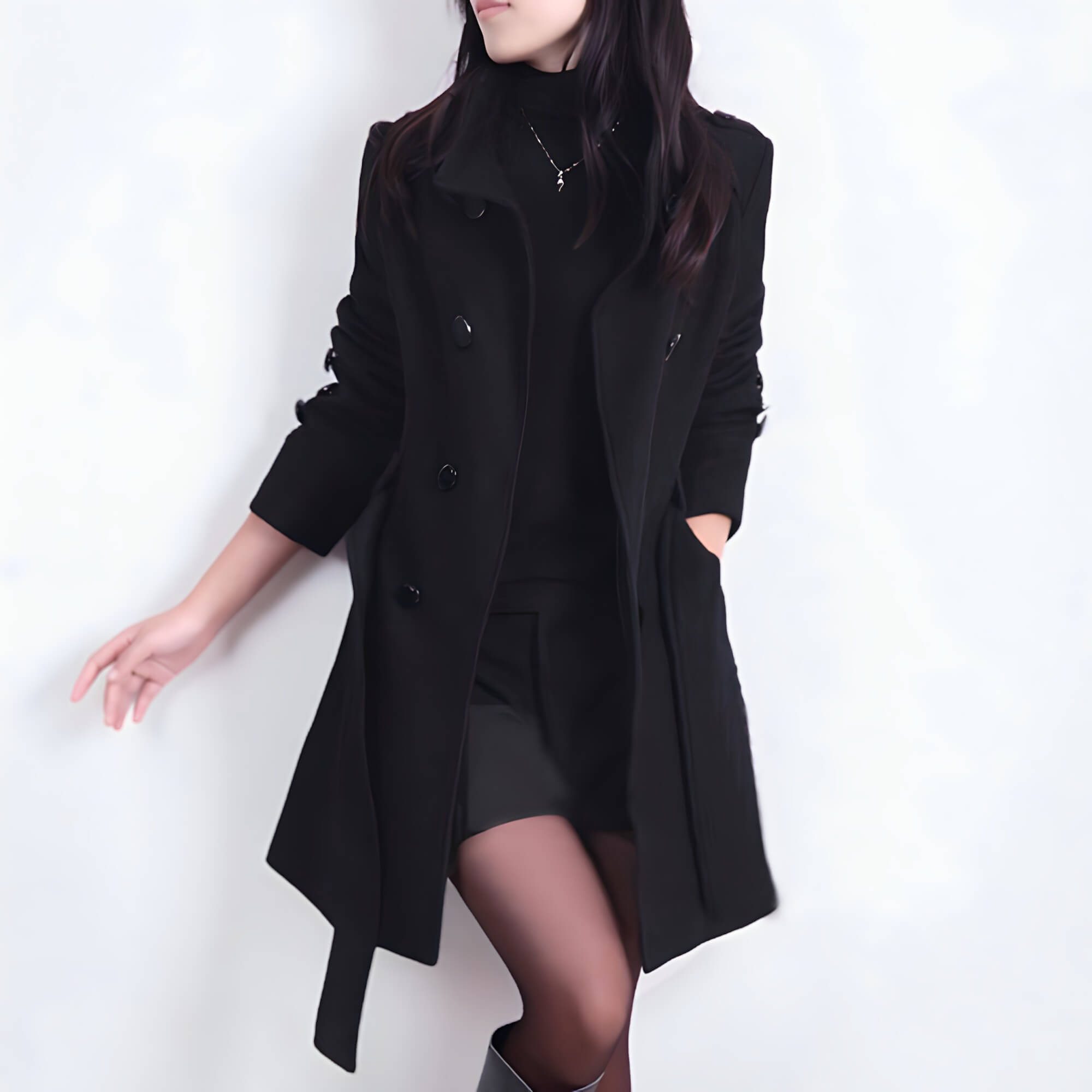 Casaco Feminino de Lã Batida Preto 3