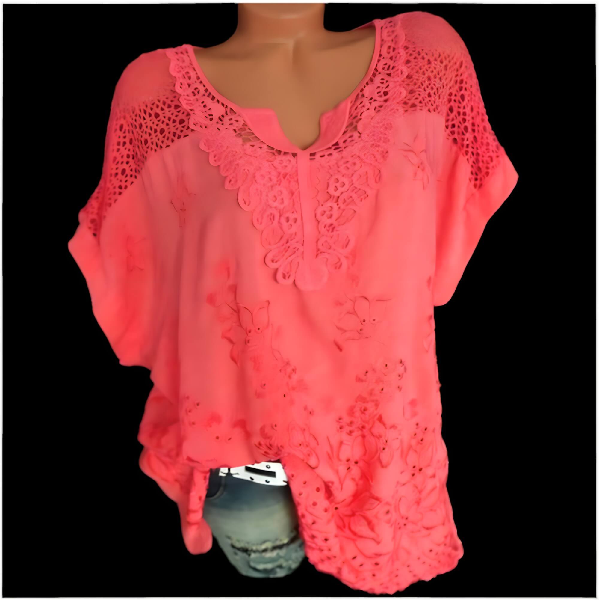 Blusa de Casimira com Detalhes em Renda Rosa 5