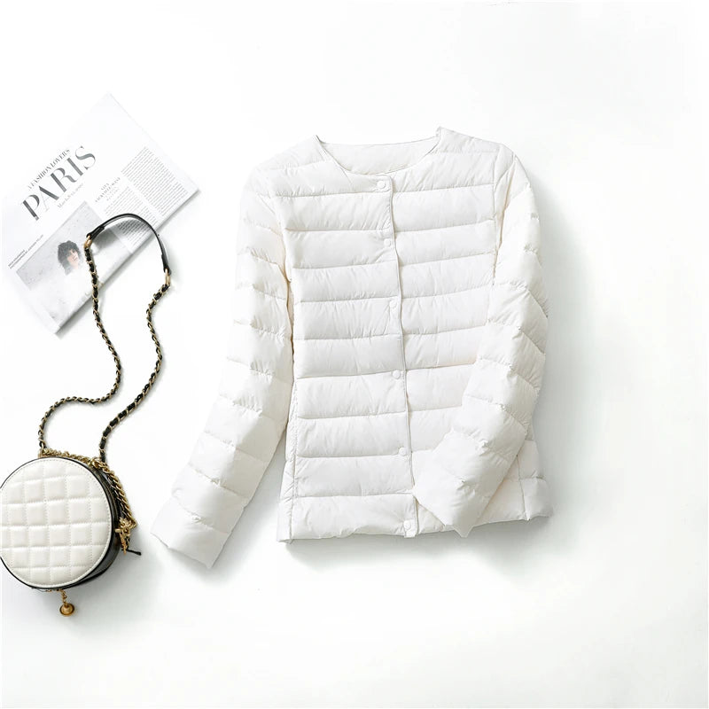 Jaqueta Feminina Puffer Impermeável Branco 08