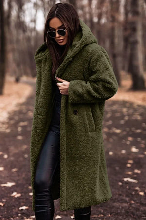 Casaco Feminino Longo com Capuz Verde 8
