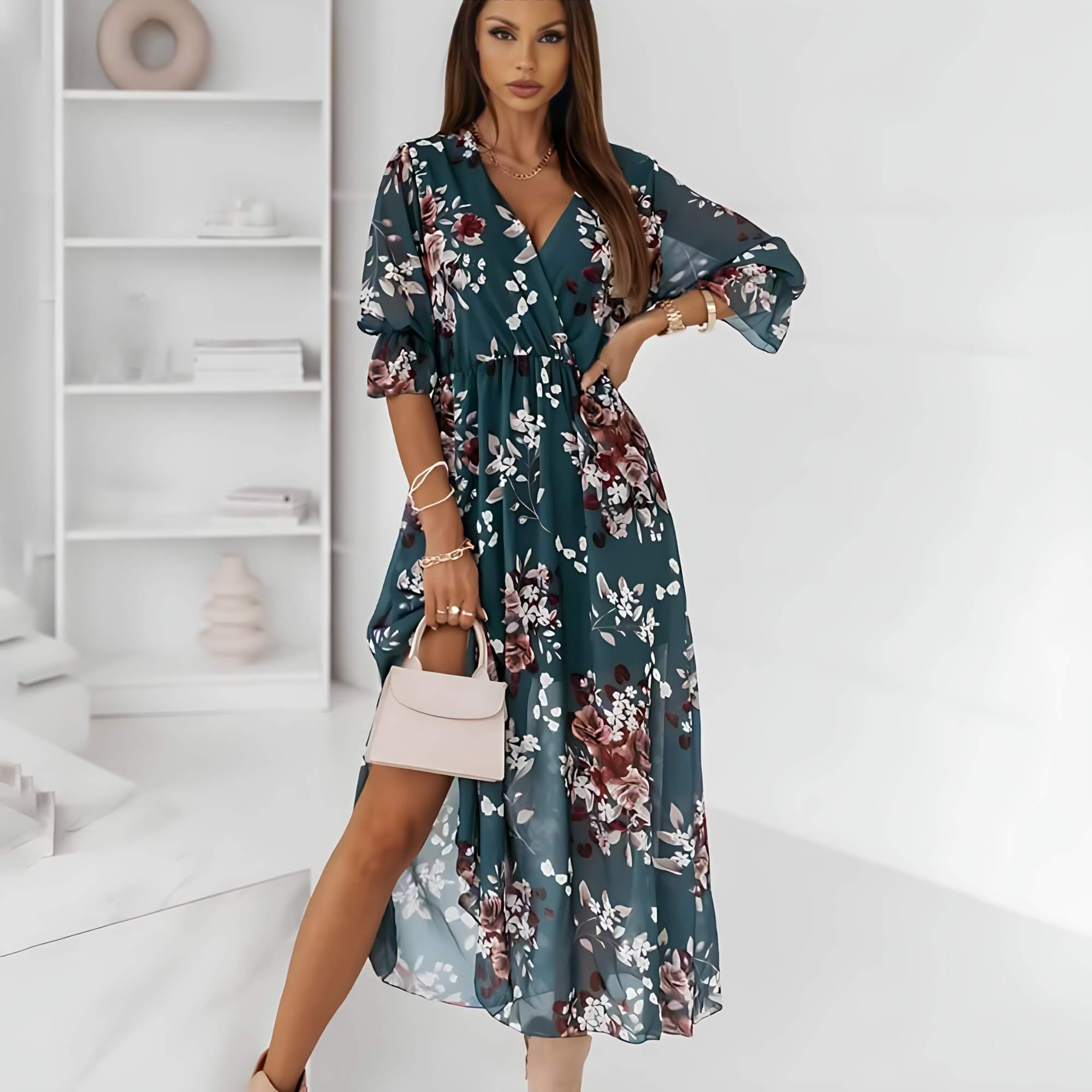 Vestido Mídi de Chiffon Verde 2