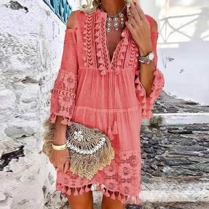 Vestido Curto Rendado Siena Rosa / P 63
