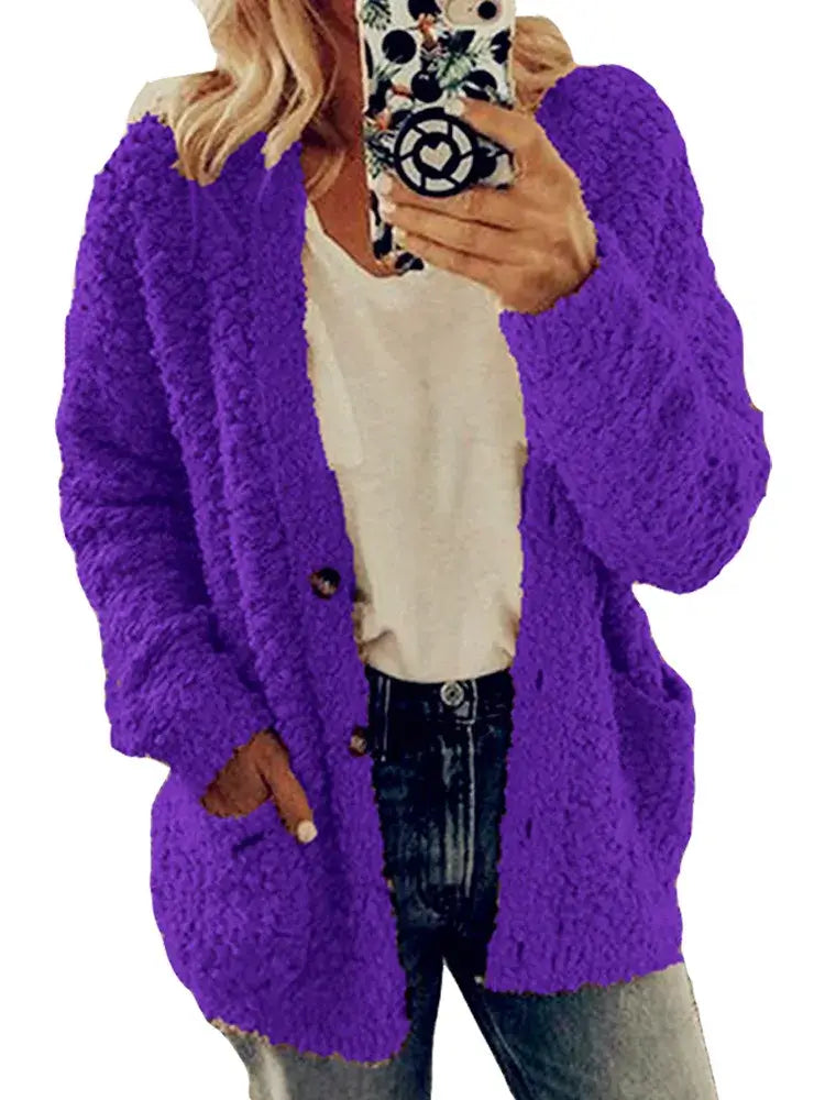 Casaco Feminino de Lã Roxo 8