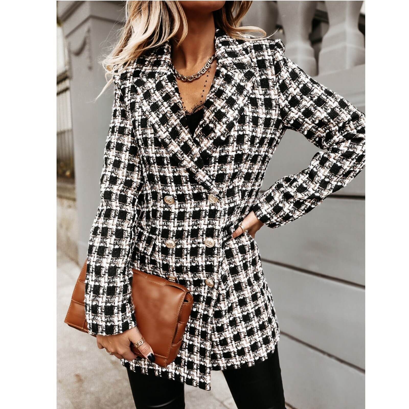 Casaco Feminino Casual Preto e Cinza 11