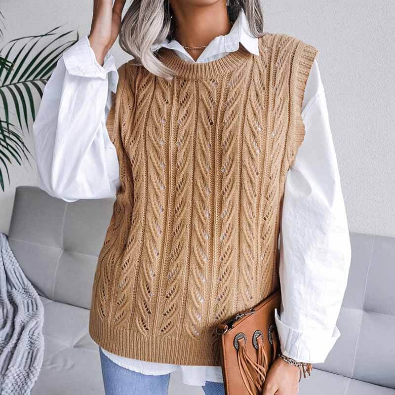 Colete Feminino de Tricot Marrom 4