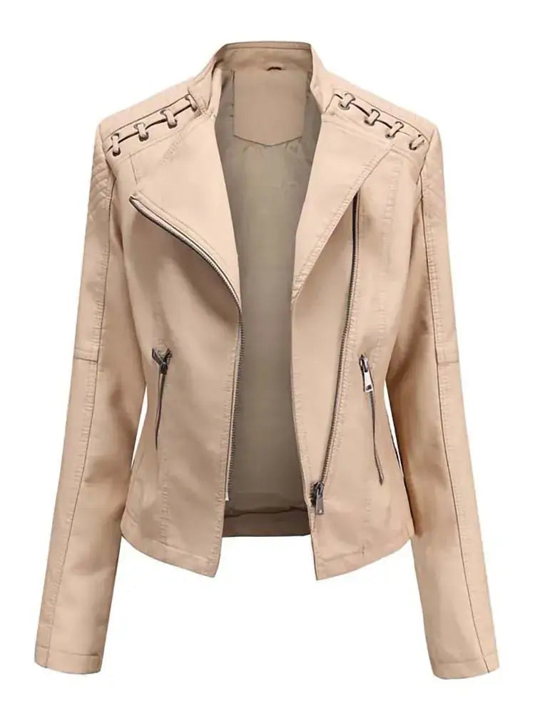Jaqueta Feminina Biker Bege 5
