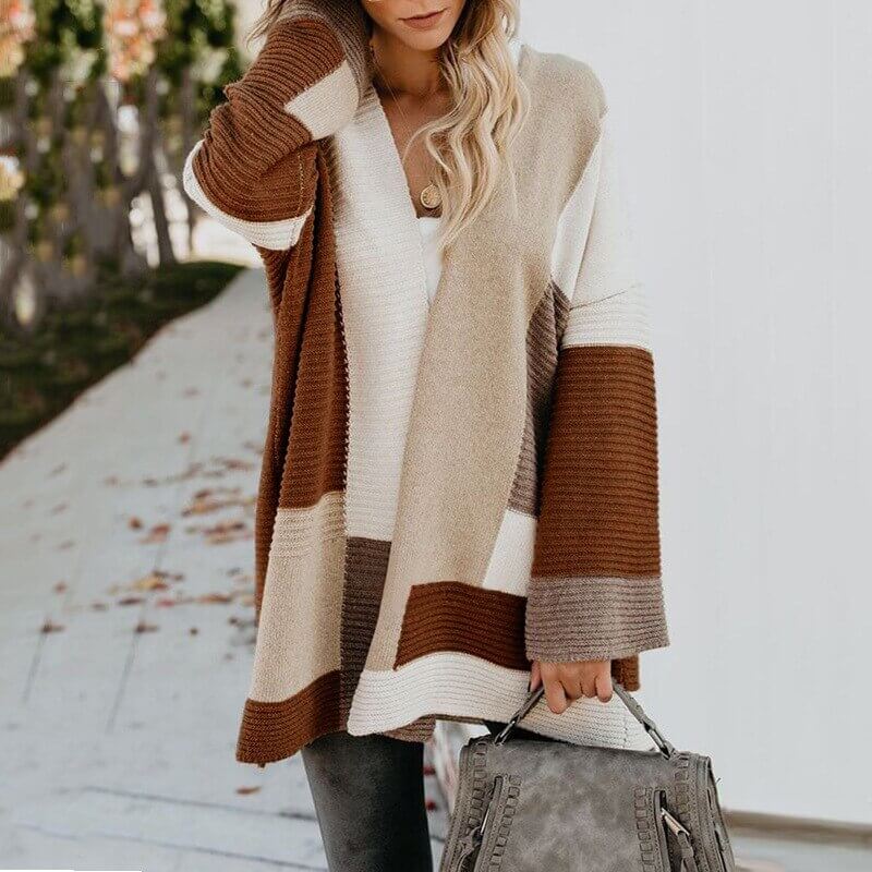 Cardigan Feminino de Lã Ponto Aberto Marrom
