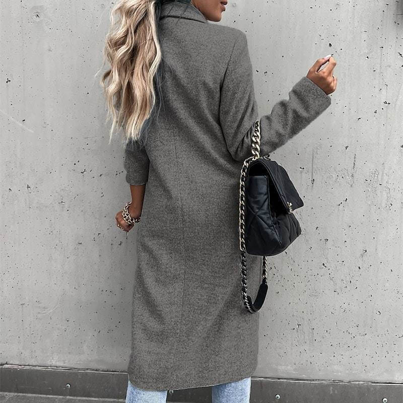 Casaco Feminino Longo de Lã Batida Cinza 6